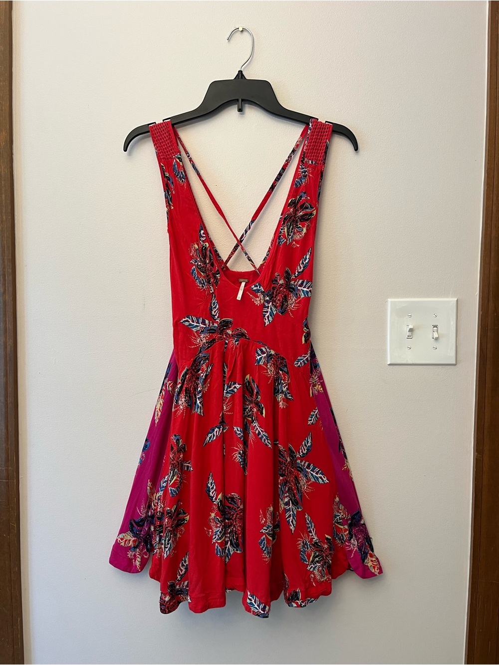 Free People Thought I Was Dreamin Floral Mini Dress Tunic Red XS